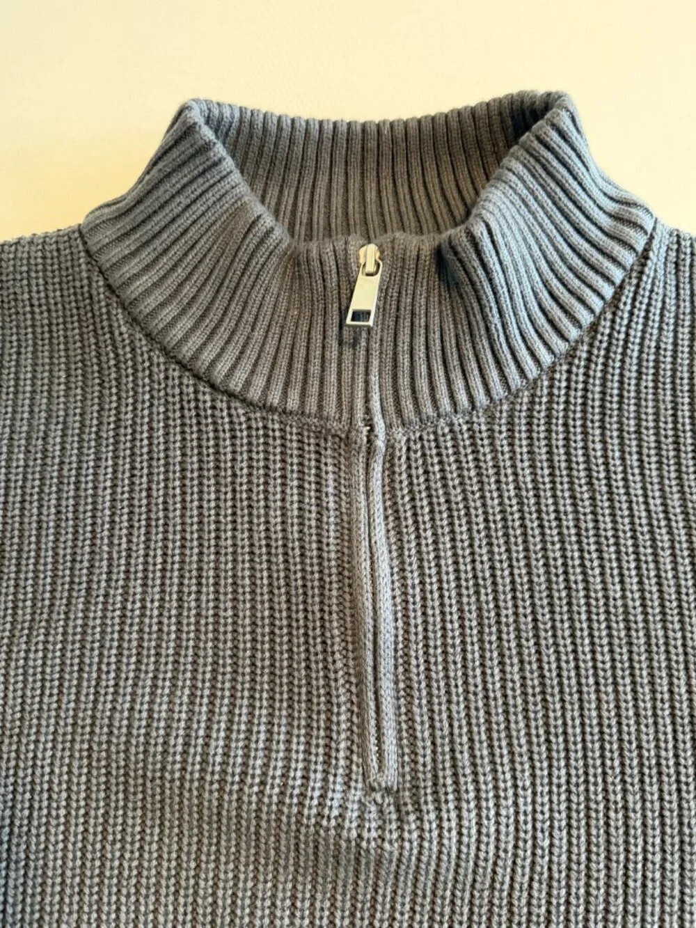OLD NAVY Cotton Knit Sweater Zip Charcoal Gray XL